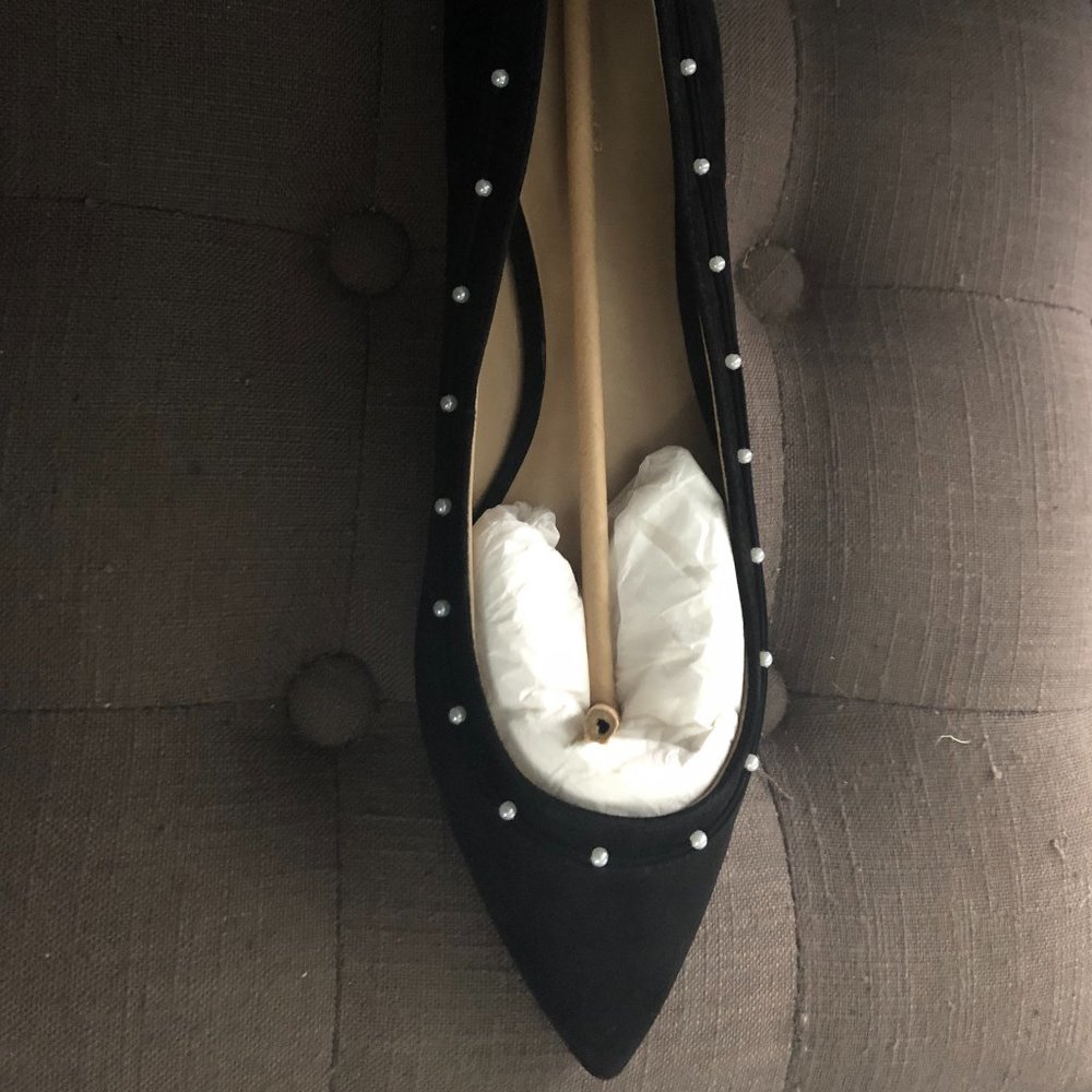Ann Taylor Sylvia Suede Pearl Trim Flat